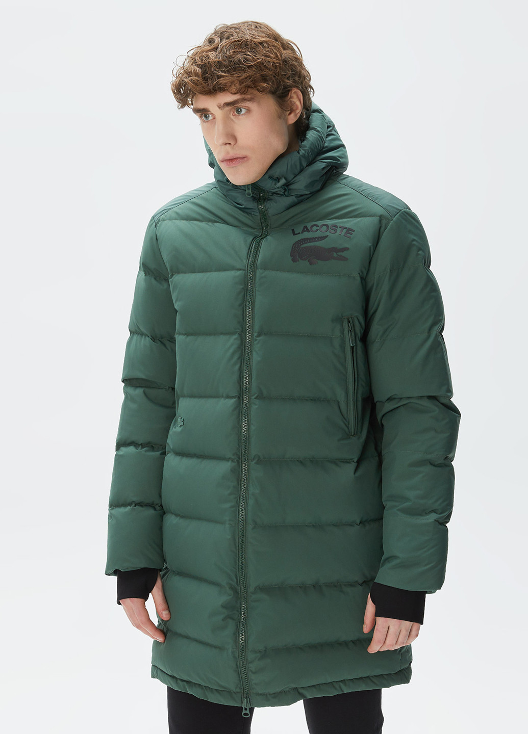 Зеленая зимняя куртка Lacoste