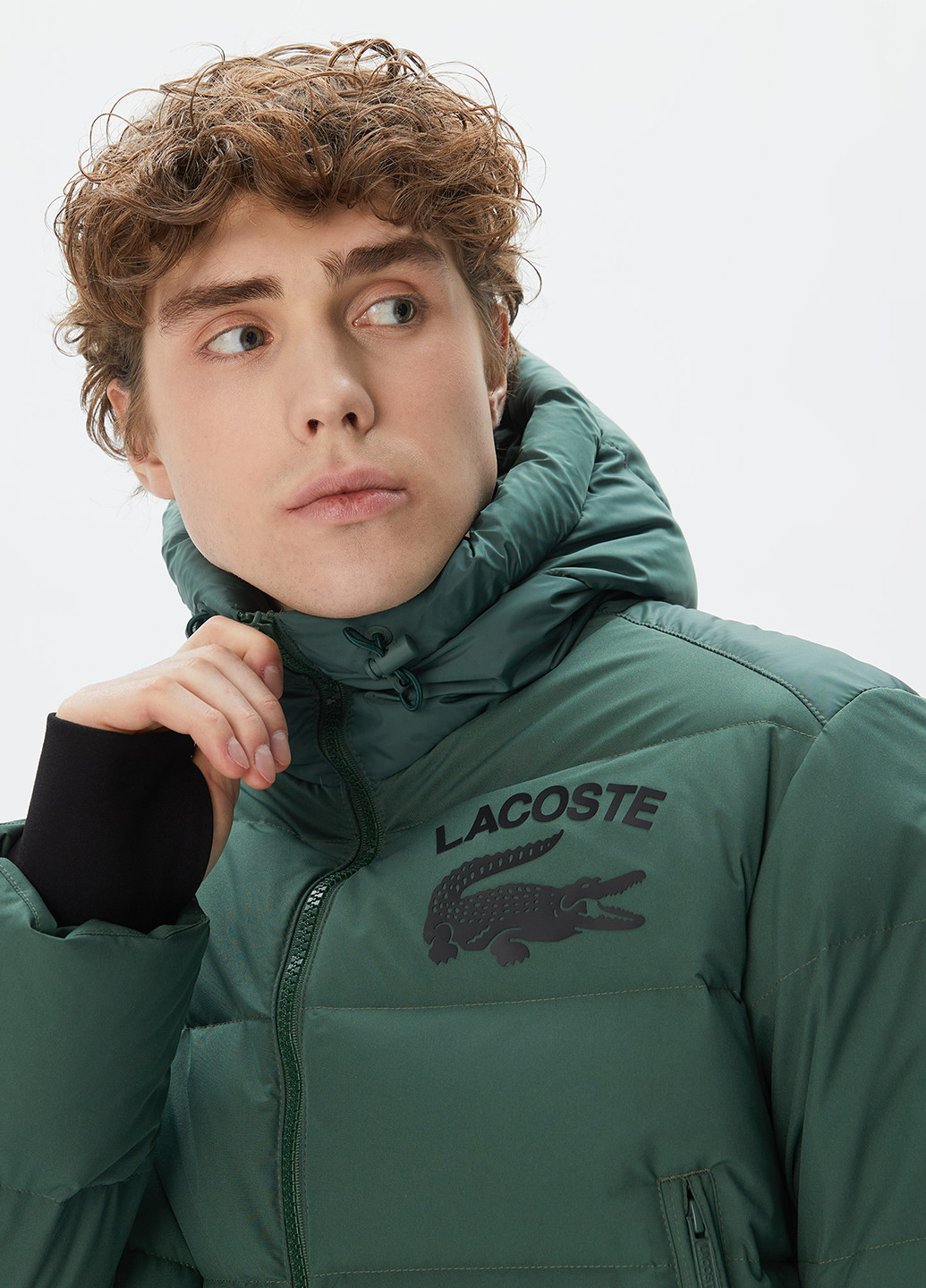 Зеленая зимняя куртка Lacoste