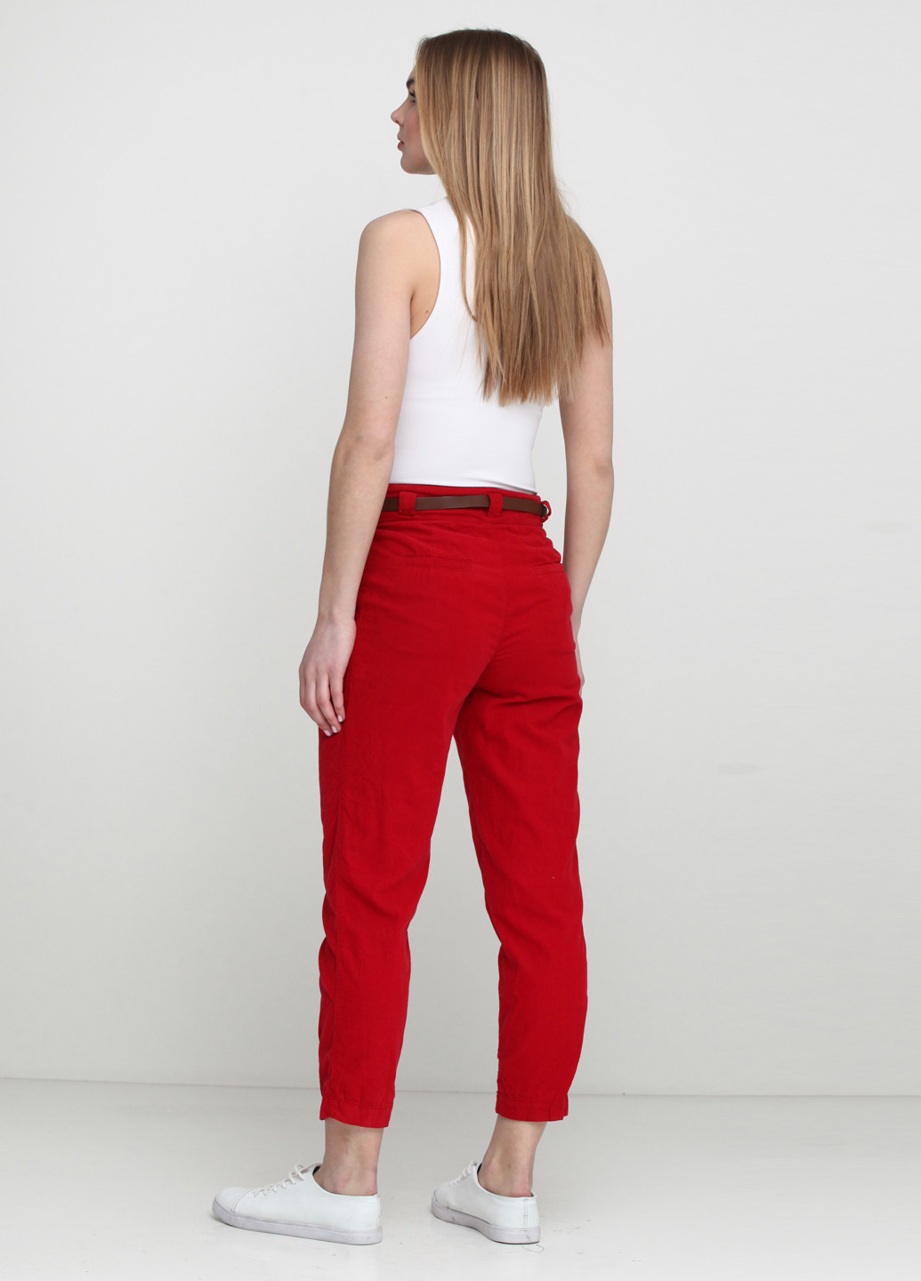Красные кэжуал демисезонные брюки Zara