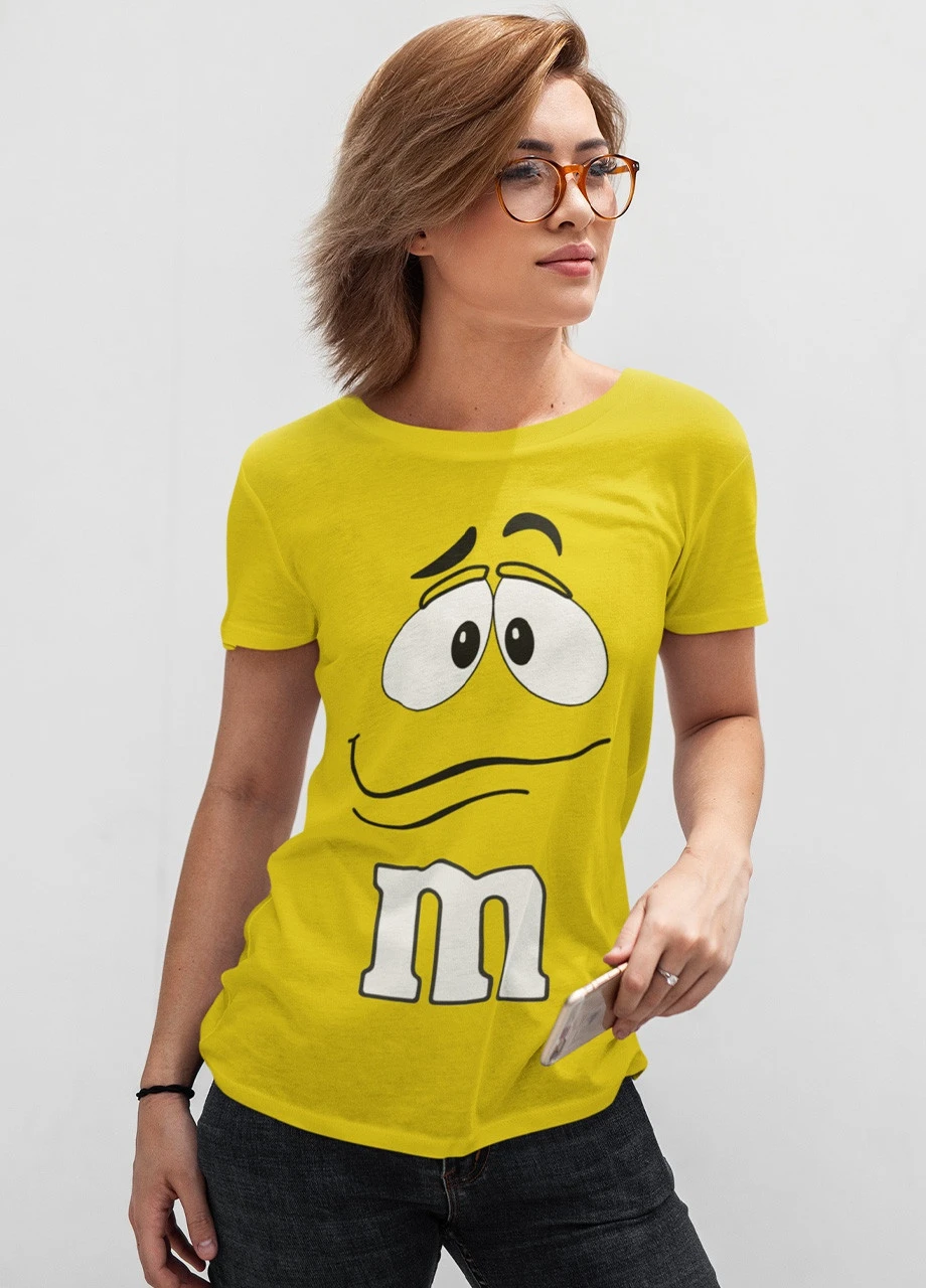 Подарунковий жіночий набір. Футболка жовта з принтом "M&M's", шкарпетки з принтом "M&M's" Maybel - (252657879)