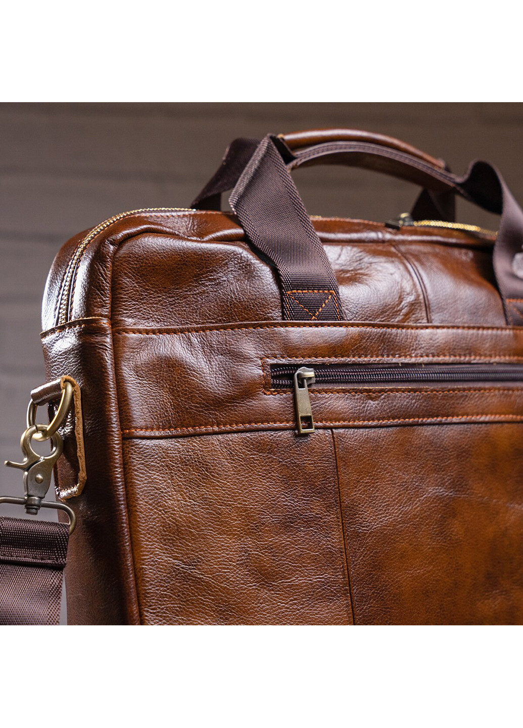 Чоловіча шкіряна сумка 27х40х7 см Vintage (229459202)