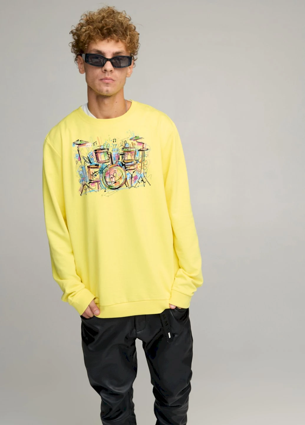 Жовтий свитшот мужской oversize /no flis/ YAPPI малюнок (254557600)