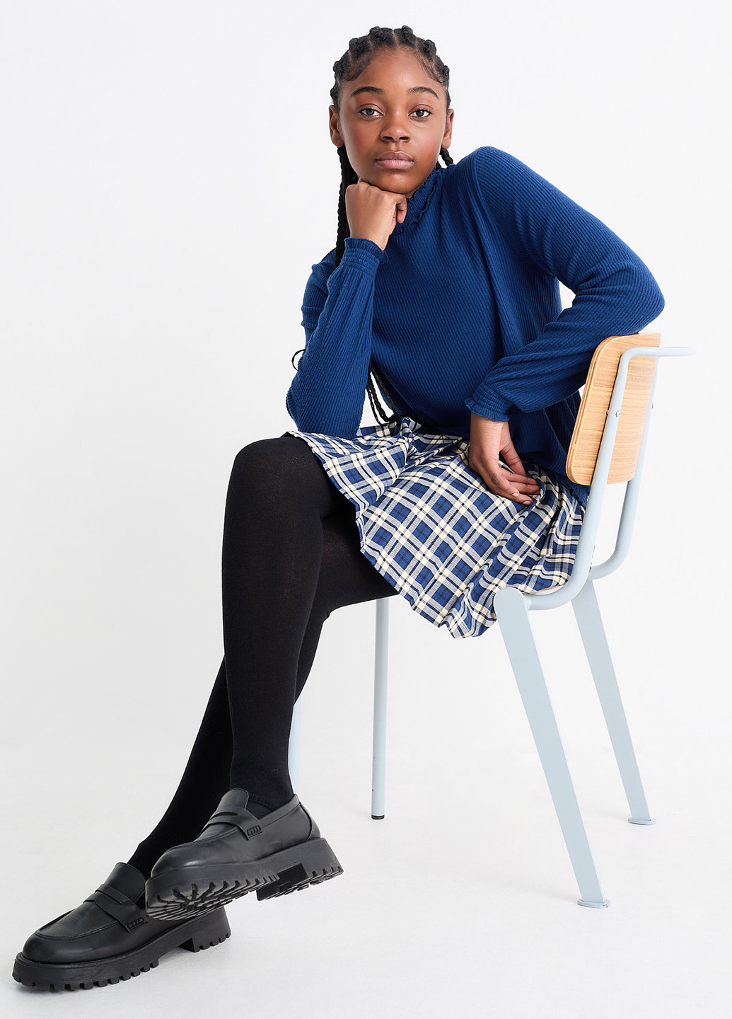 Синяя однотонная блузка C&A демисезонная