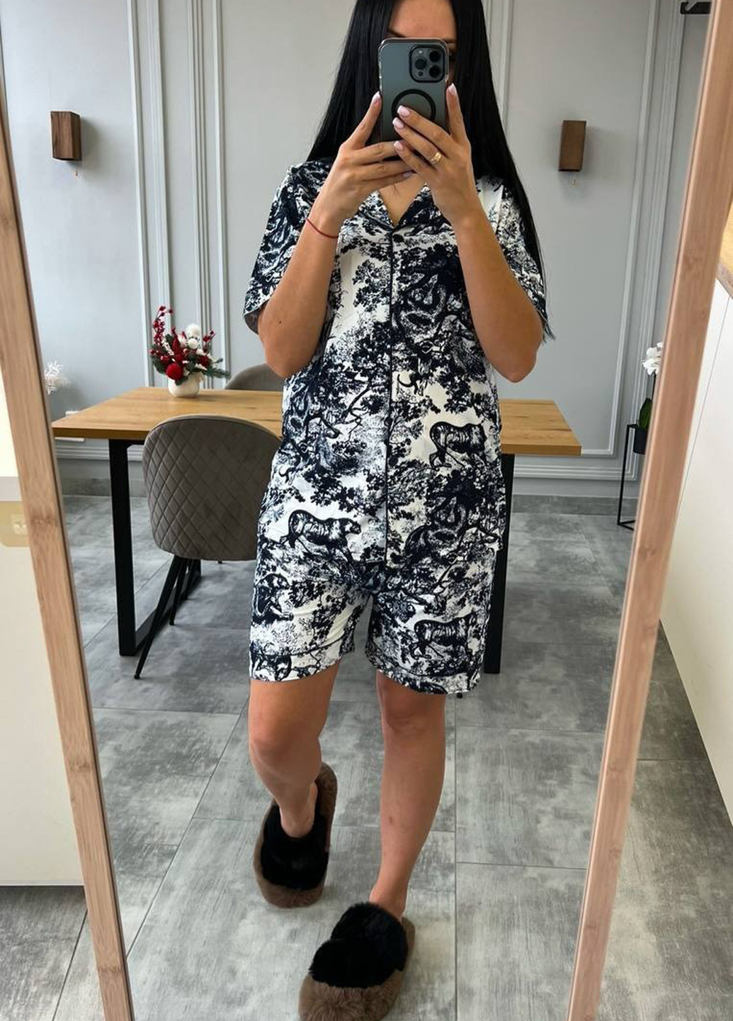 Чорна всесезон піжама (сорочка, шорти, штани) сорочка + шорти + брюки Fashion