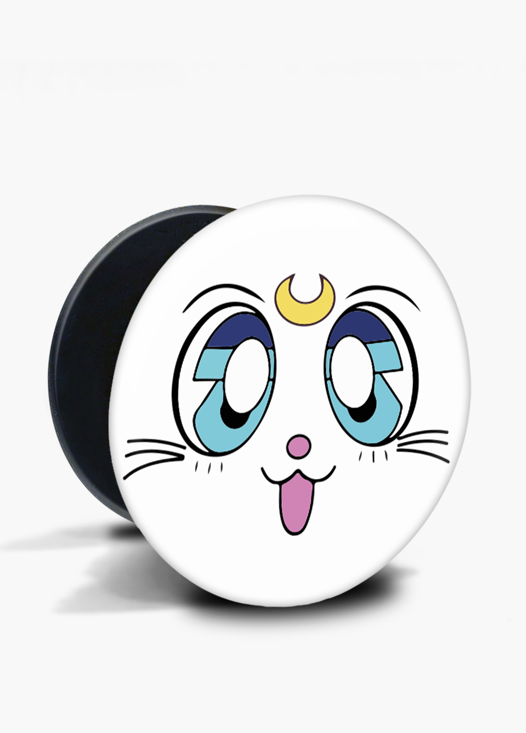 Попсокет (Popsockets) тримач для смартфону Місяць Кішка Сейлор Мун (anime Sailor Moon Cats) (8754-2921) Чорний MobiPrint (229014713)