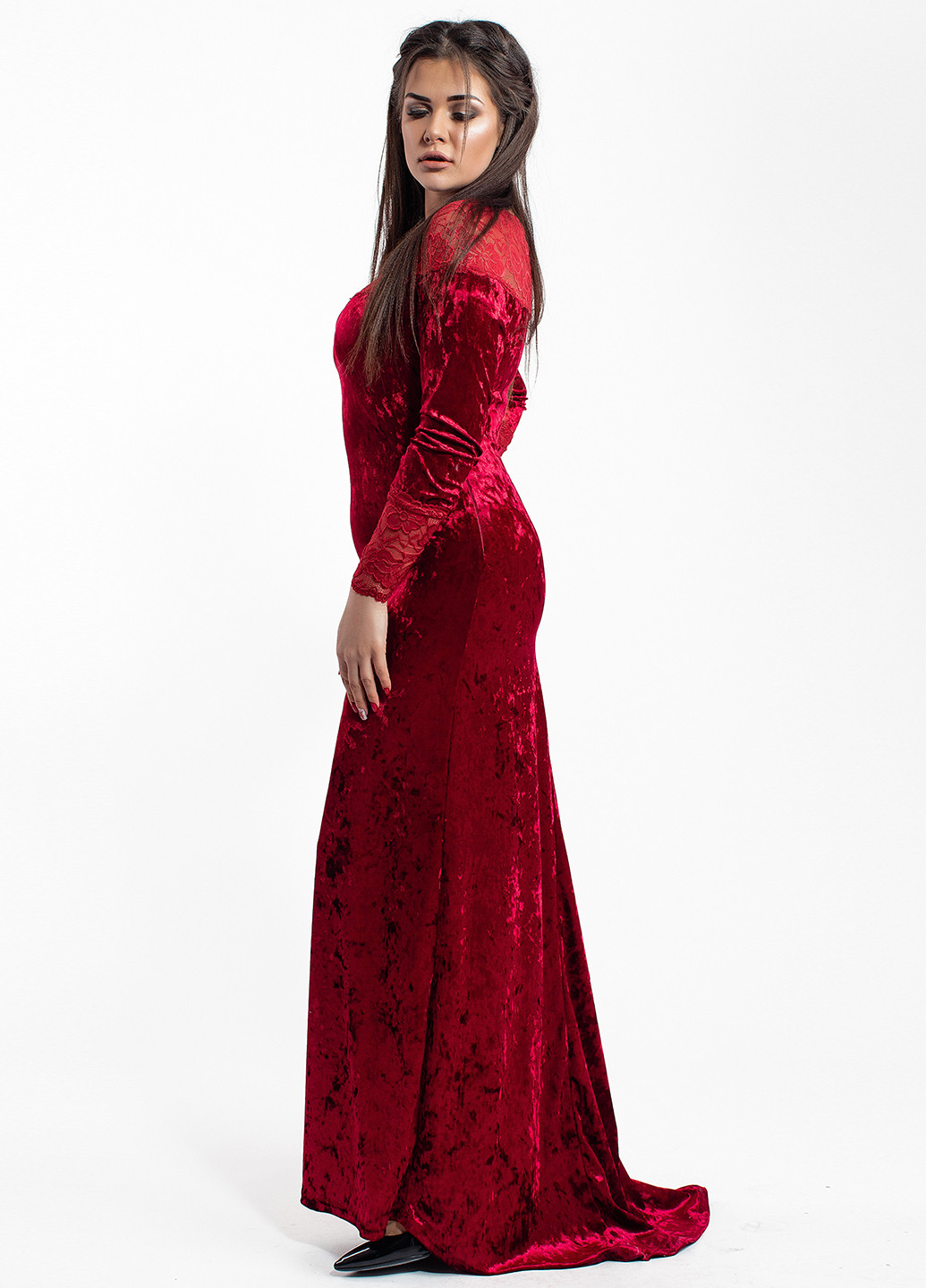 Красное вечернее платье футляр Modna Anka однотонное