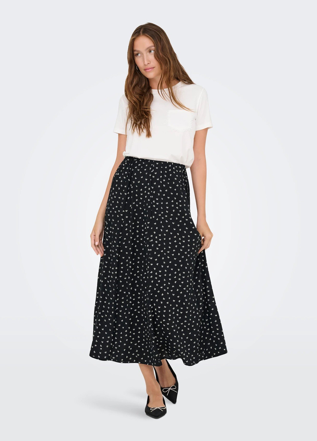Черная кэжуал цветочной расцветки юбка Only