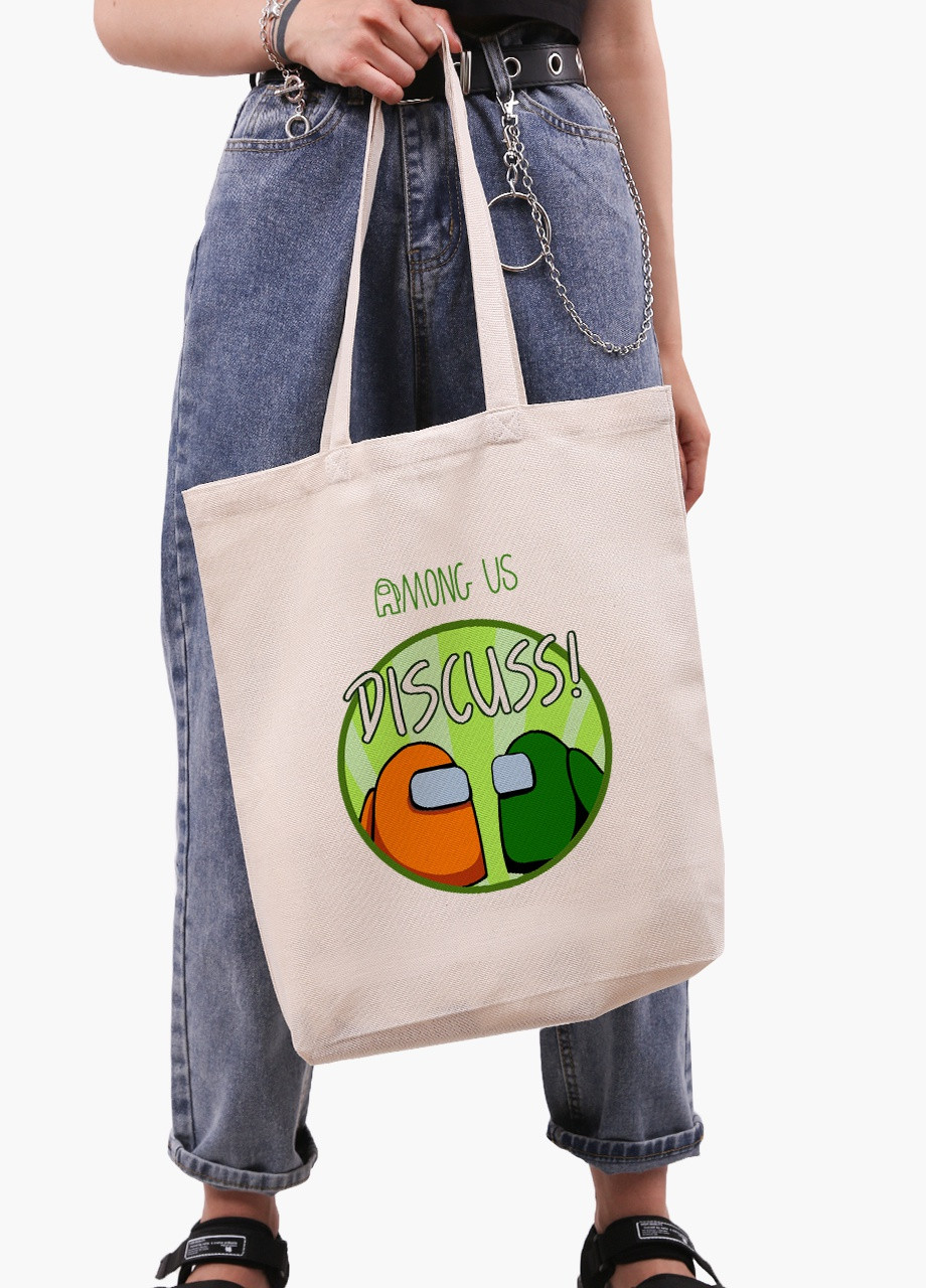 Эко сумка шоппер белая Амонг Ас (Among Us) (9227-2588-WTD) экосумка шопер 41*39*8 см MobiPrint (216642178)