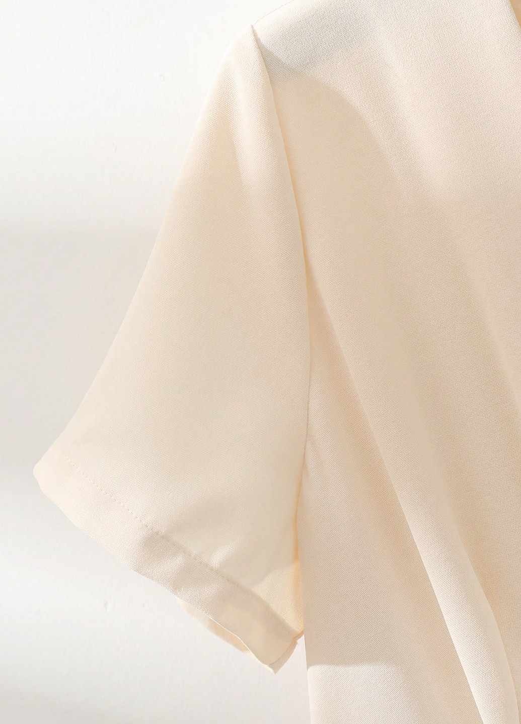 Кремовое вечернее, кэжуал платье с юбкой-солнце, на запах SHEIN однотонное