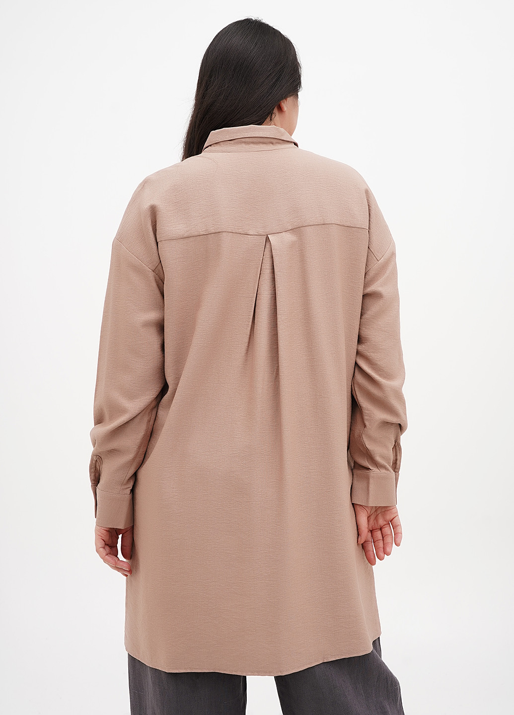 Темно-бежевая кэжуал рубашка однотонная Sambario