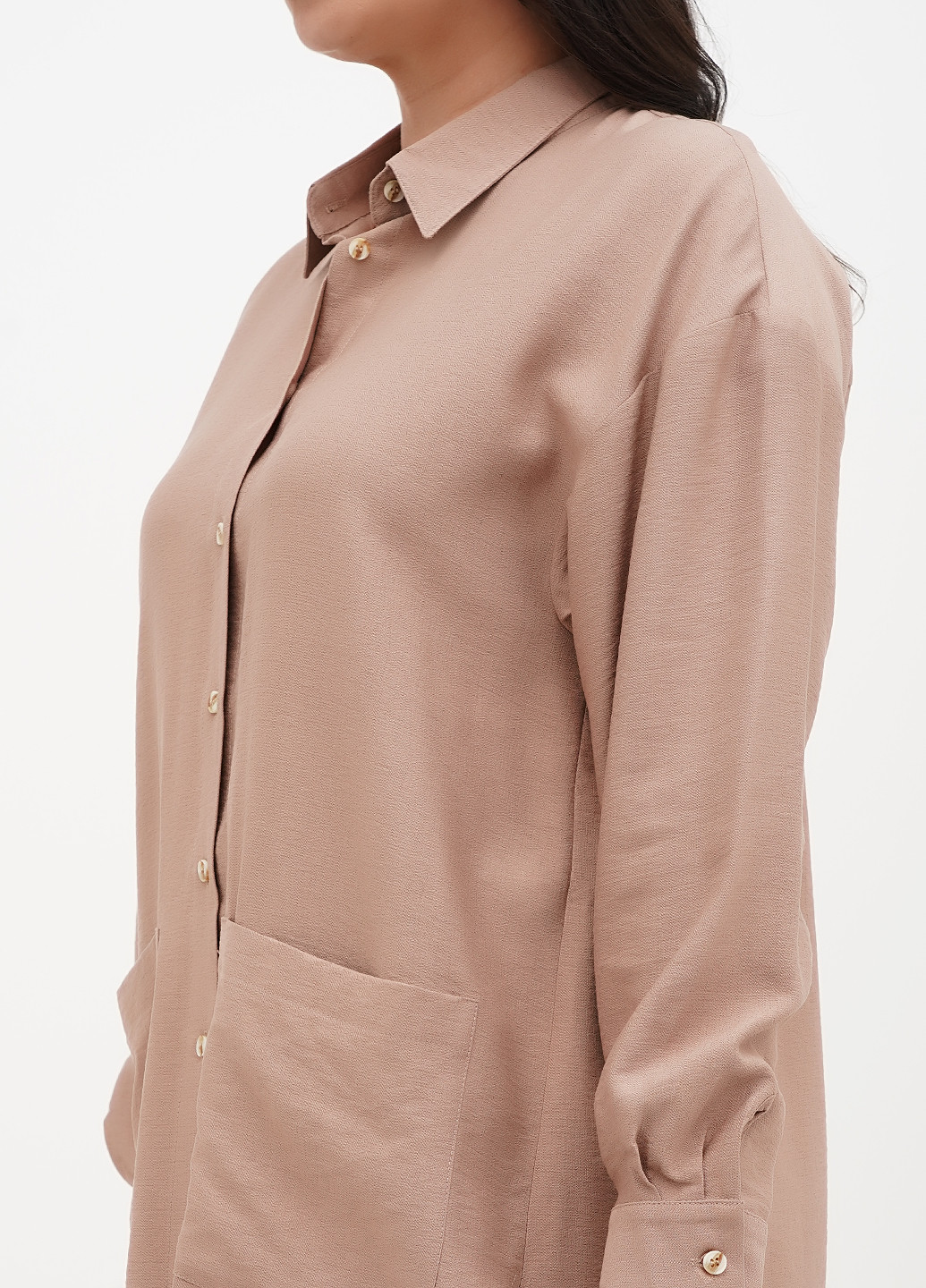 Темно-бежевая кэжуал рубашка однотонная Sambario