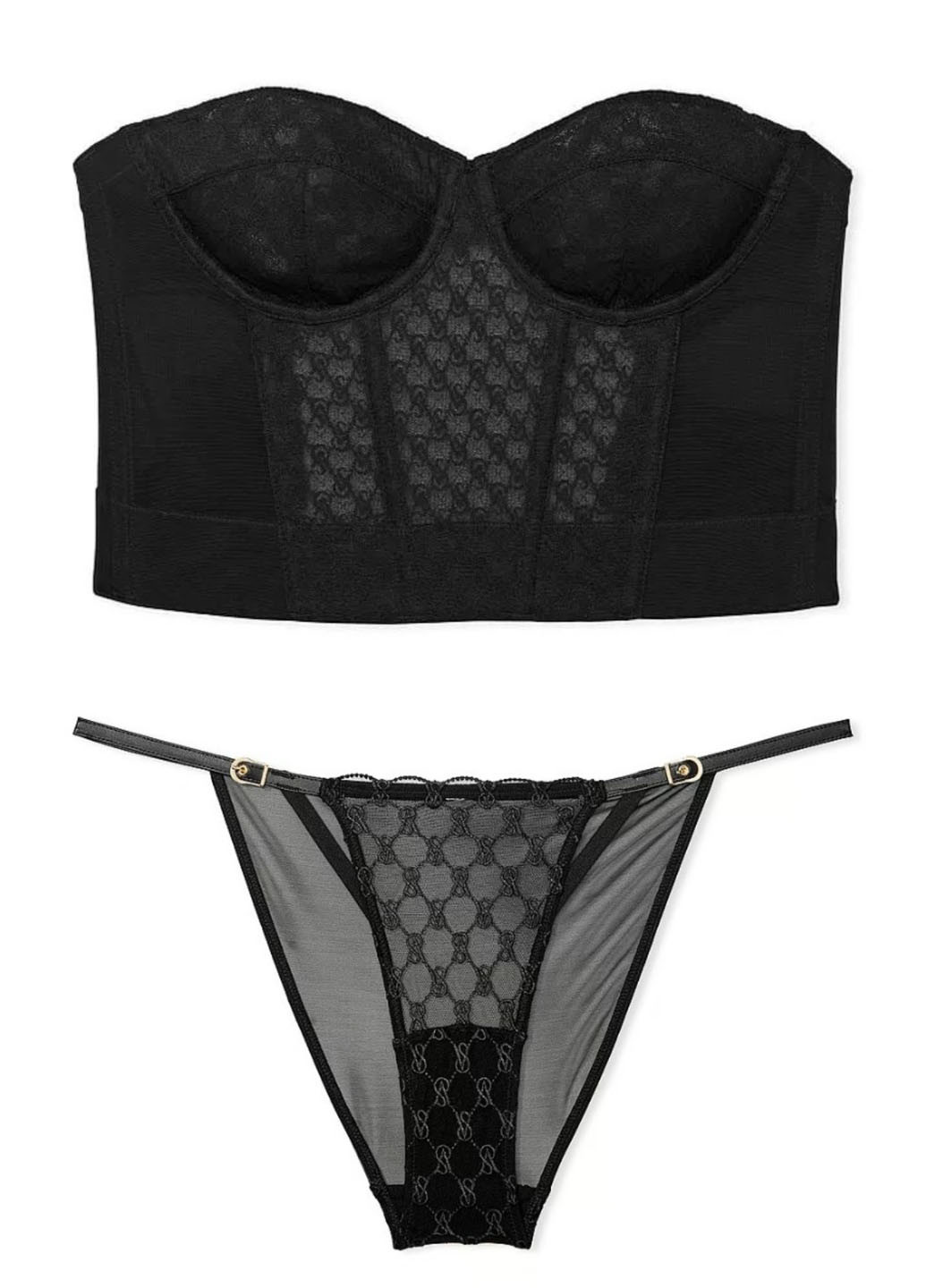 Чорний демісезонний комплект (бюстьє, трусики) Victoria's Secret