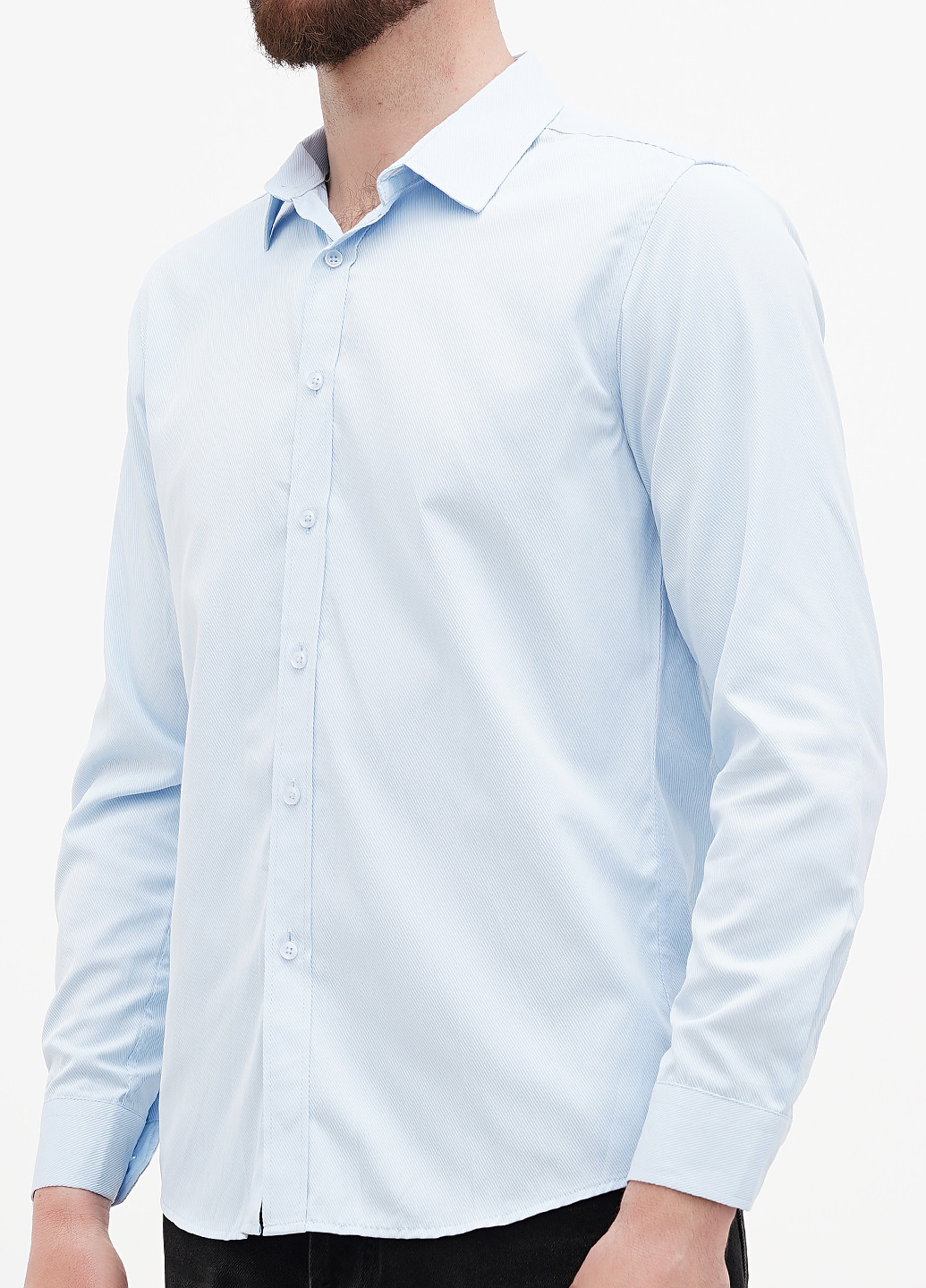Голубой классическая рубашка однотонная No Brand