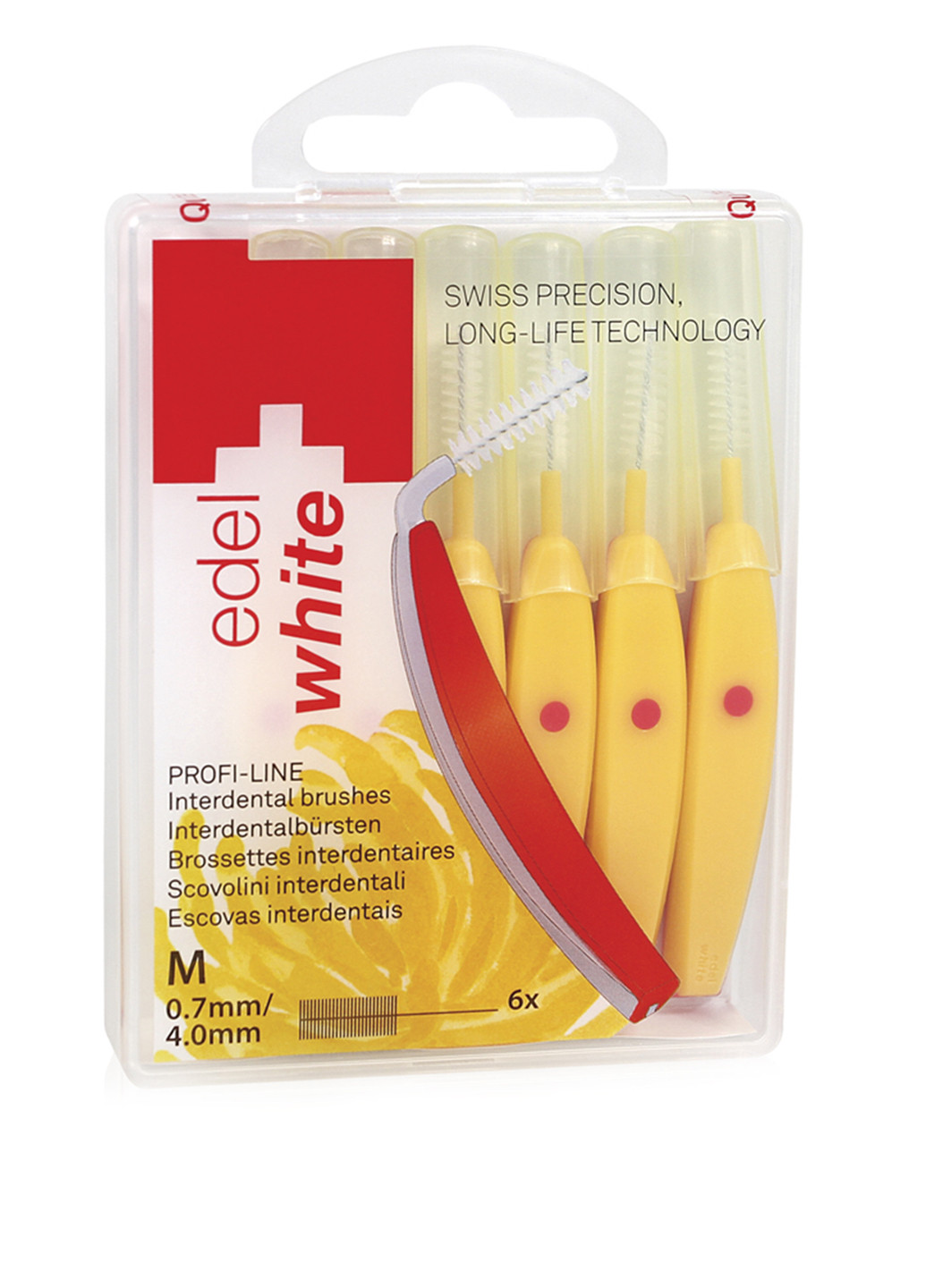 Щітки для міжзубних проміжків жовті Profi-Line M (0,7 / 4,0 мм) Edel+White (79994065)