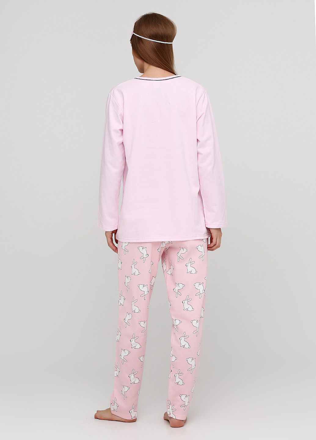 Світло-рожева всесезон піжама (лонгслів, штани, маска для сну) лонгслив + брюки Lucci