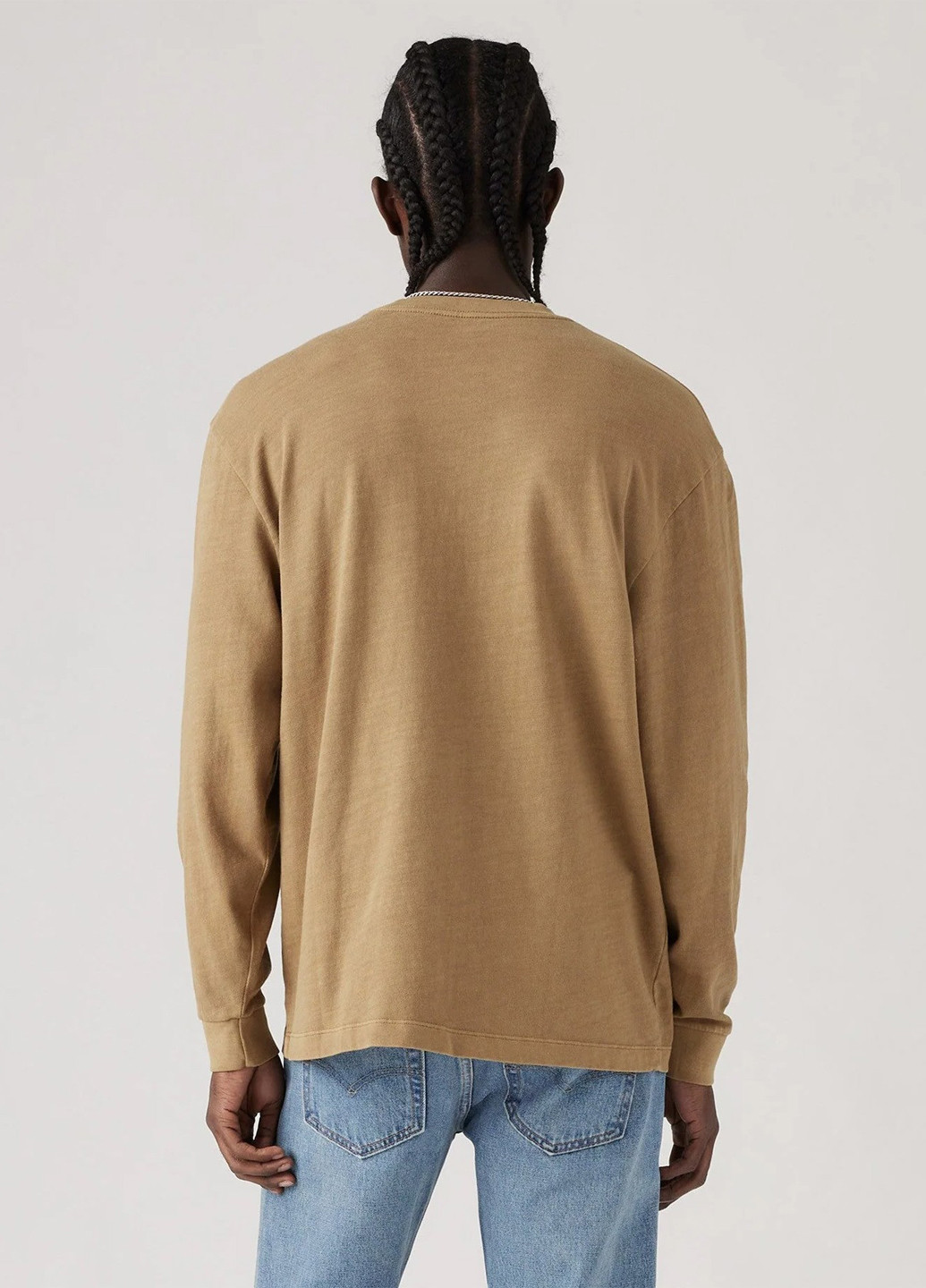 Лонгслів Levi's однотонний пісочний кежуали бавовна, трикотаж