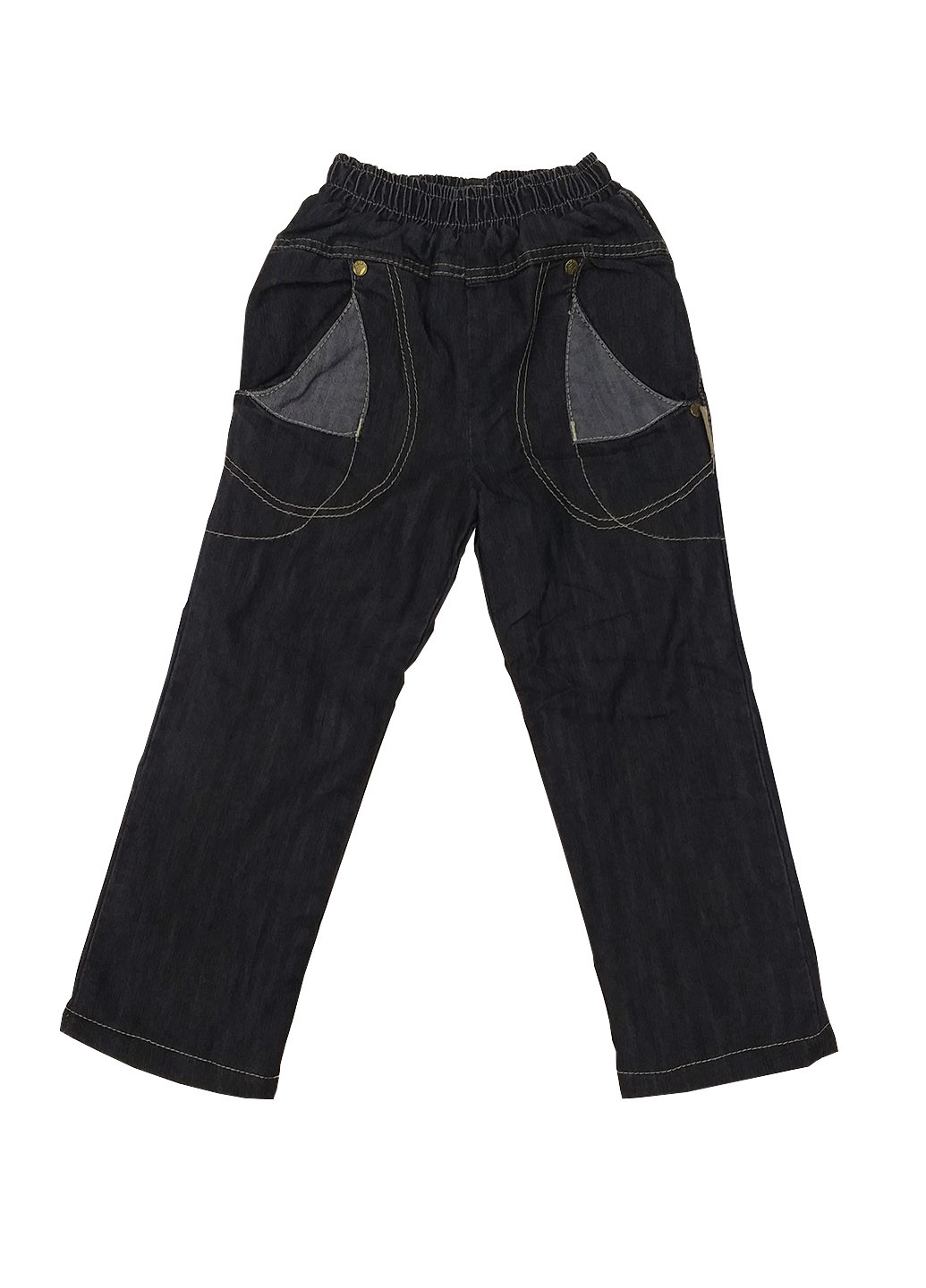 Черные джинсовые демисезонные брюки Одягайко