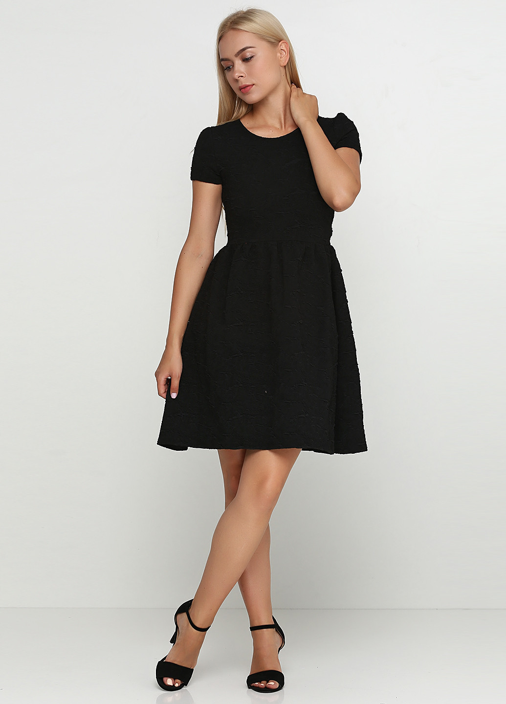 Чорна кежуал плаття, сукня з спідницею-сонце Brigitte Bardot однотонна
