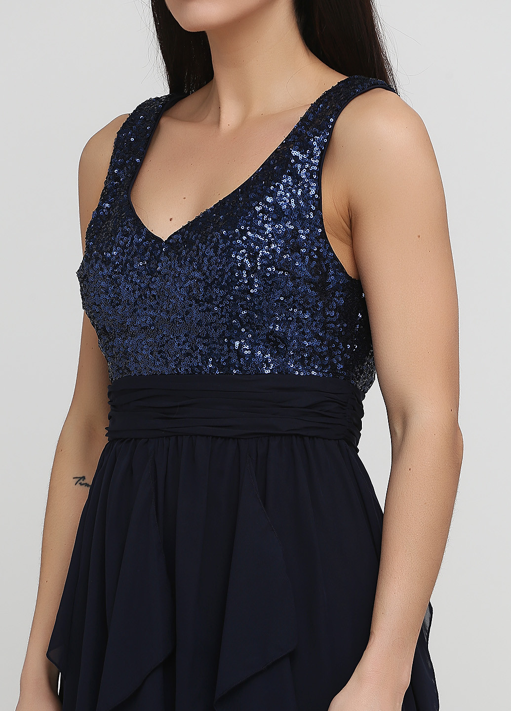 Темно-синее вечернее платье клеш Ashley Brooke однотонное