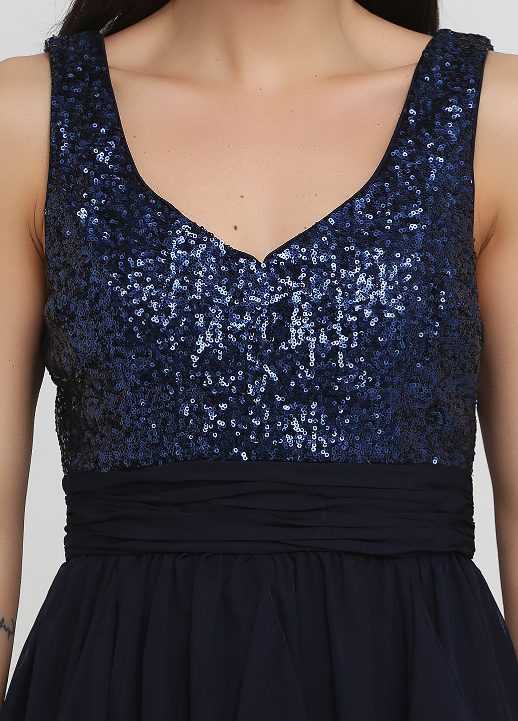 Темно-синее вечернее платье клеш Ashley Brooke однотонное