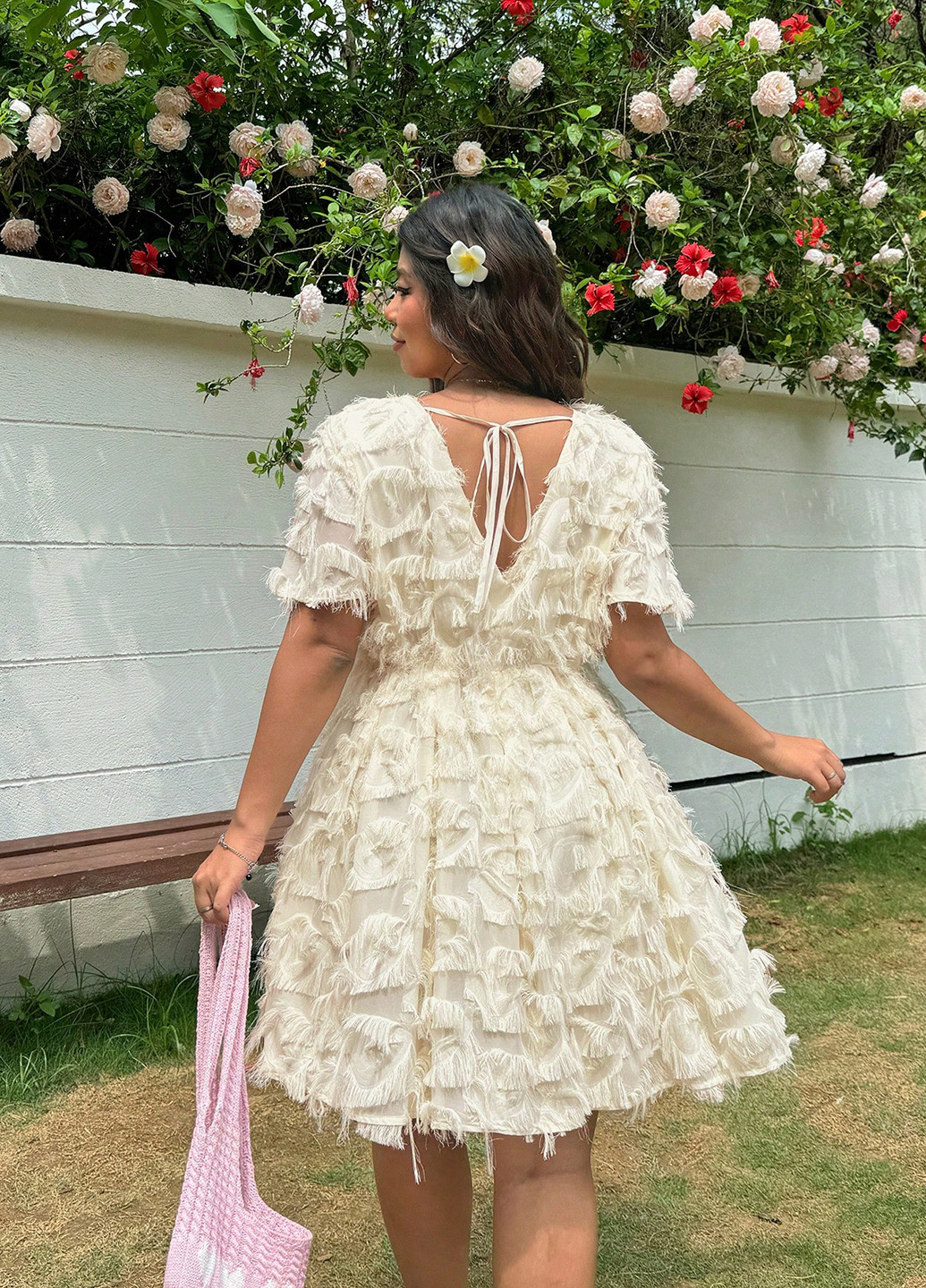 Кремова святковий, кежуал сукня кльош SHEIN однотонна