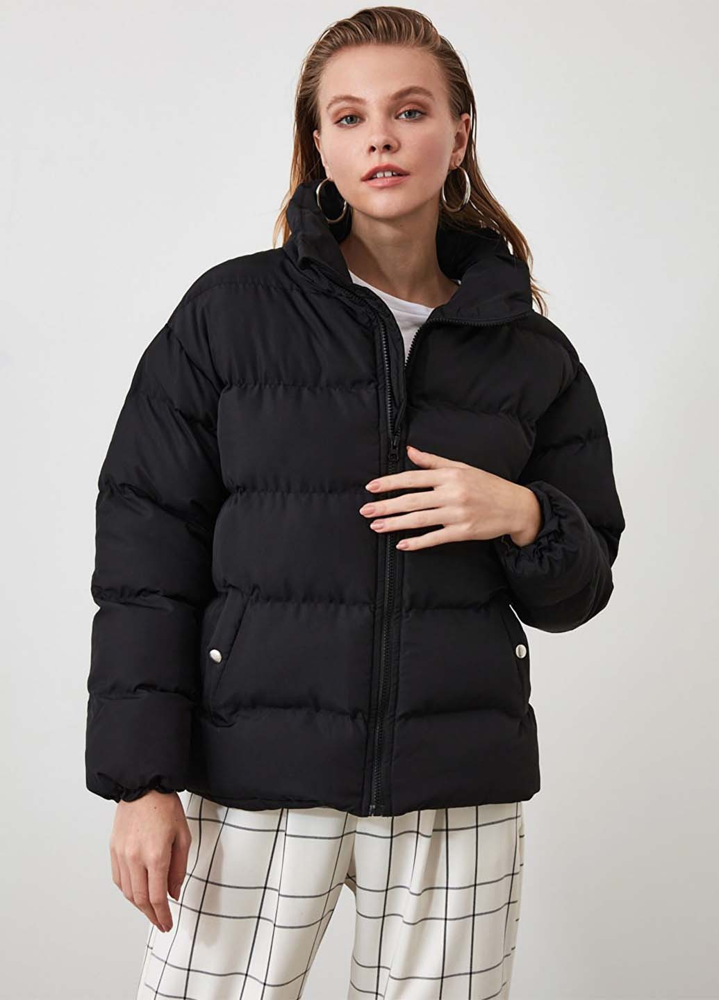 Черный демисезонный Пуховик Trendyol