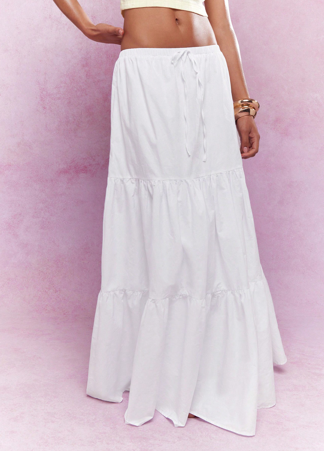 Белая кэжуал однотонная юбка SHEIN а-силуэта (трапеция)