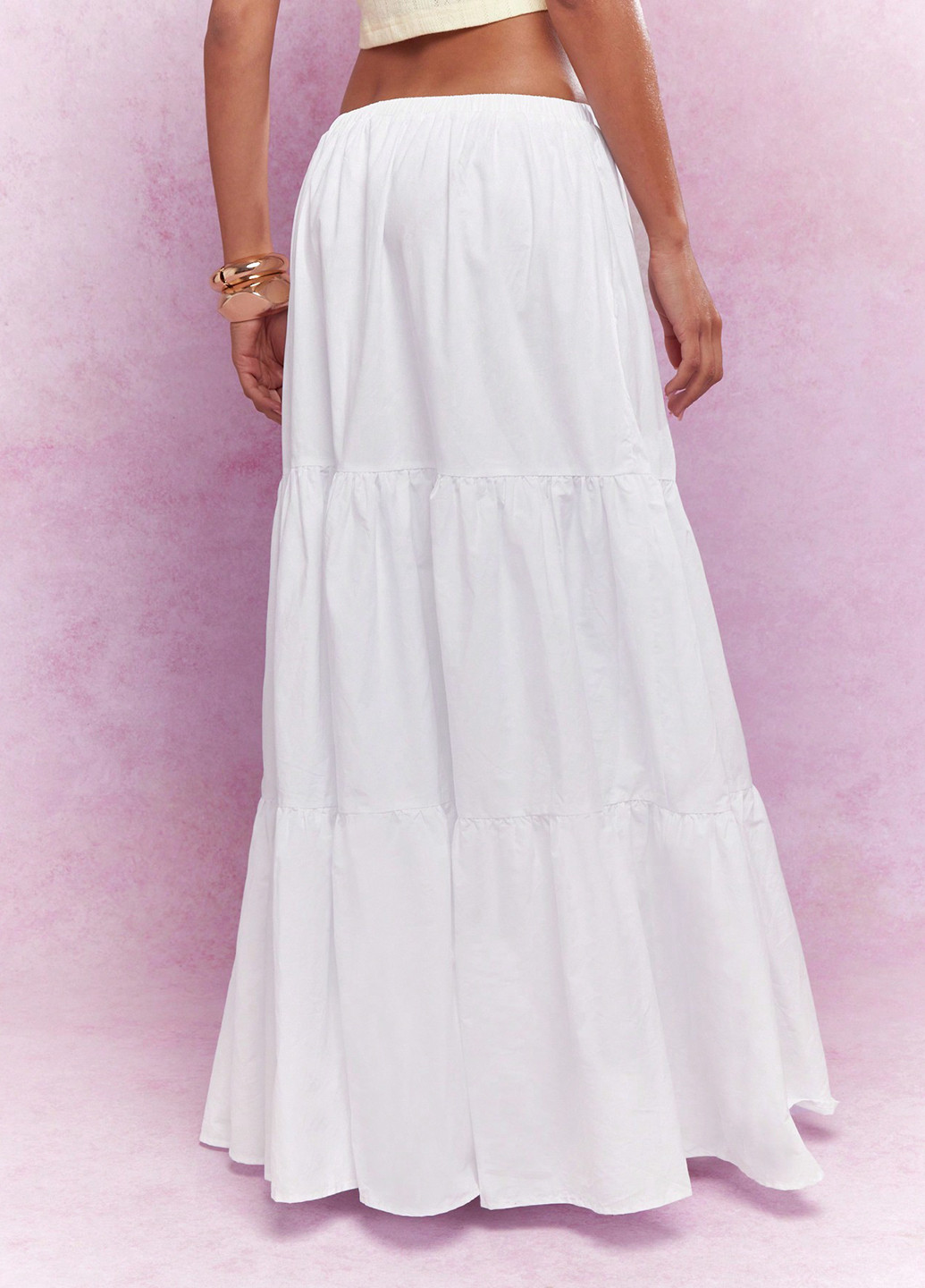 Белая кэжуал однотонная юбка SHEIN а-силуэта (трапеция)