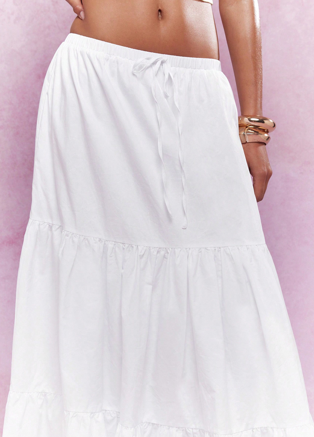 Белая кэжуал однотонная юбка SHEIN а-силуэта (трапеция)