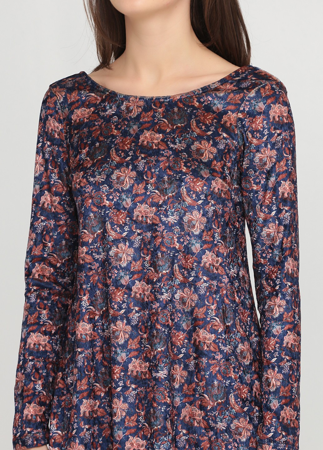 Темно-синее кэжуал платье а-силуэт, с открытой спиной Springfield с цветочным принтом