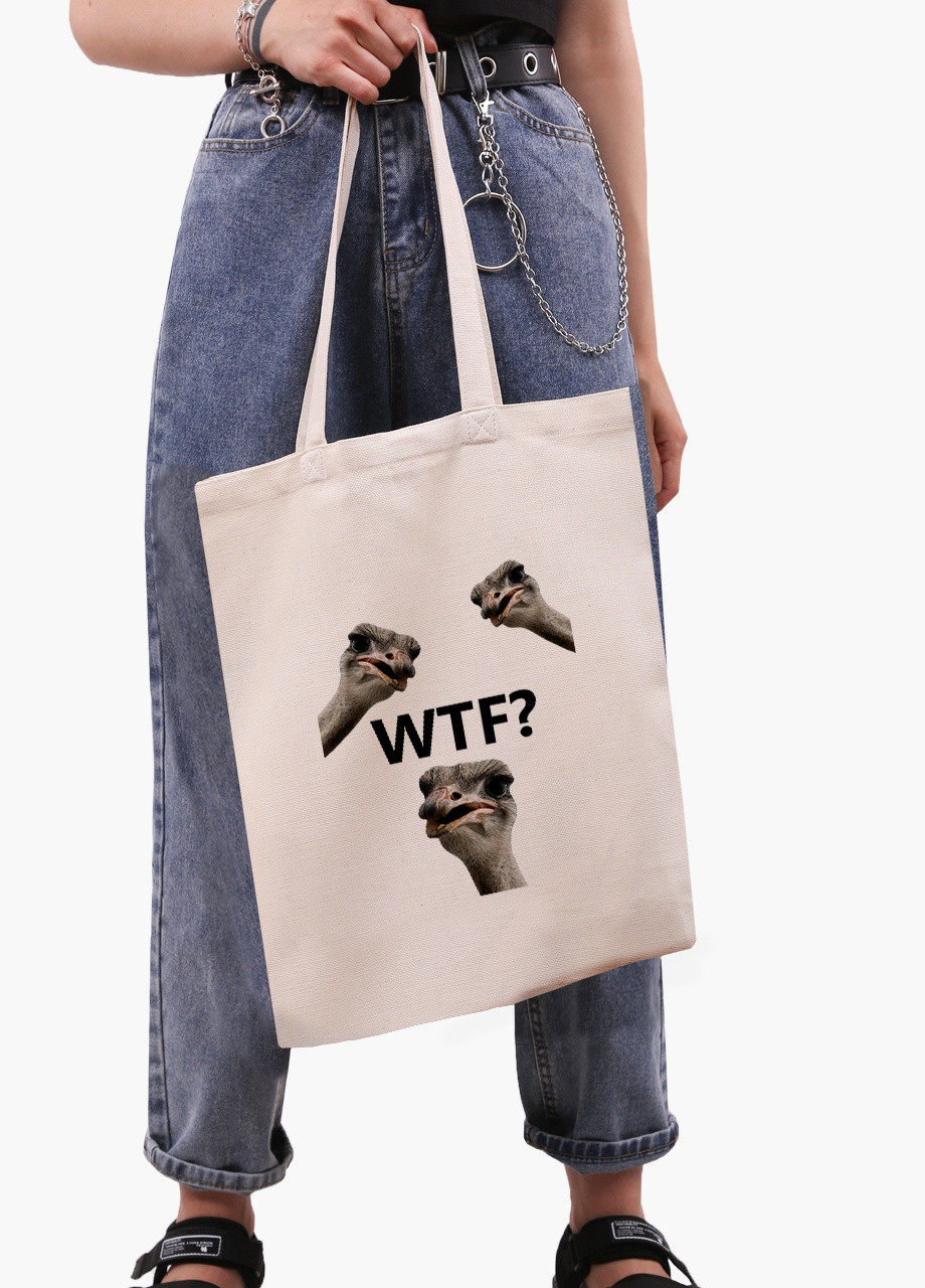 Еко сумка шоппер біла птахи SWAG (9227-1540-WT) Еко сумка шоппер біла 41*35 см MobiPrint (215943802)