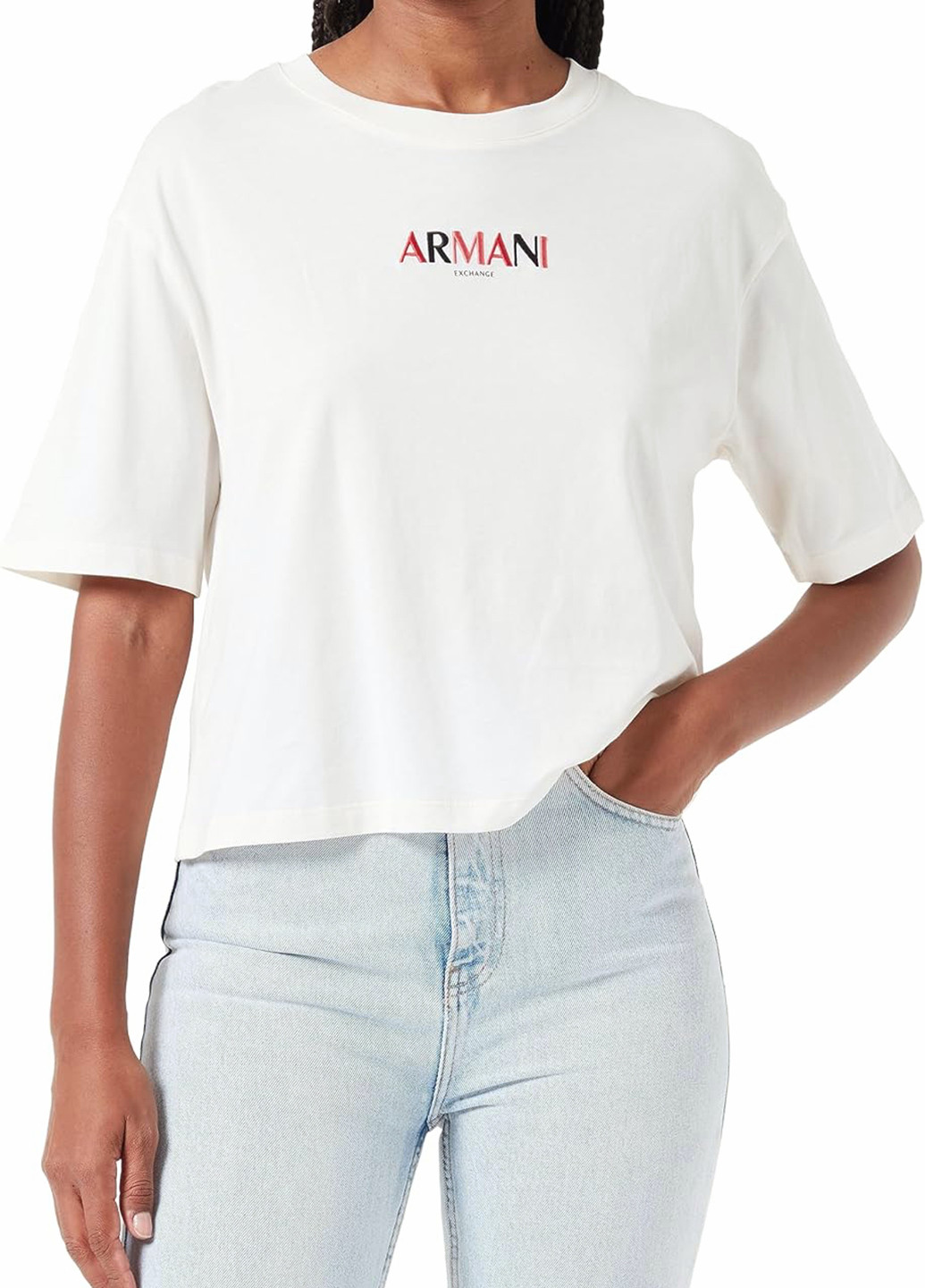 Молочна літня футболка Armani Exchange