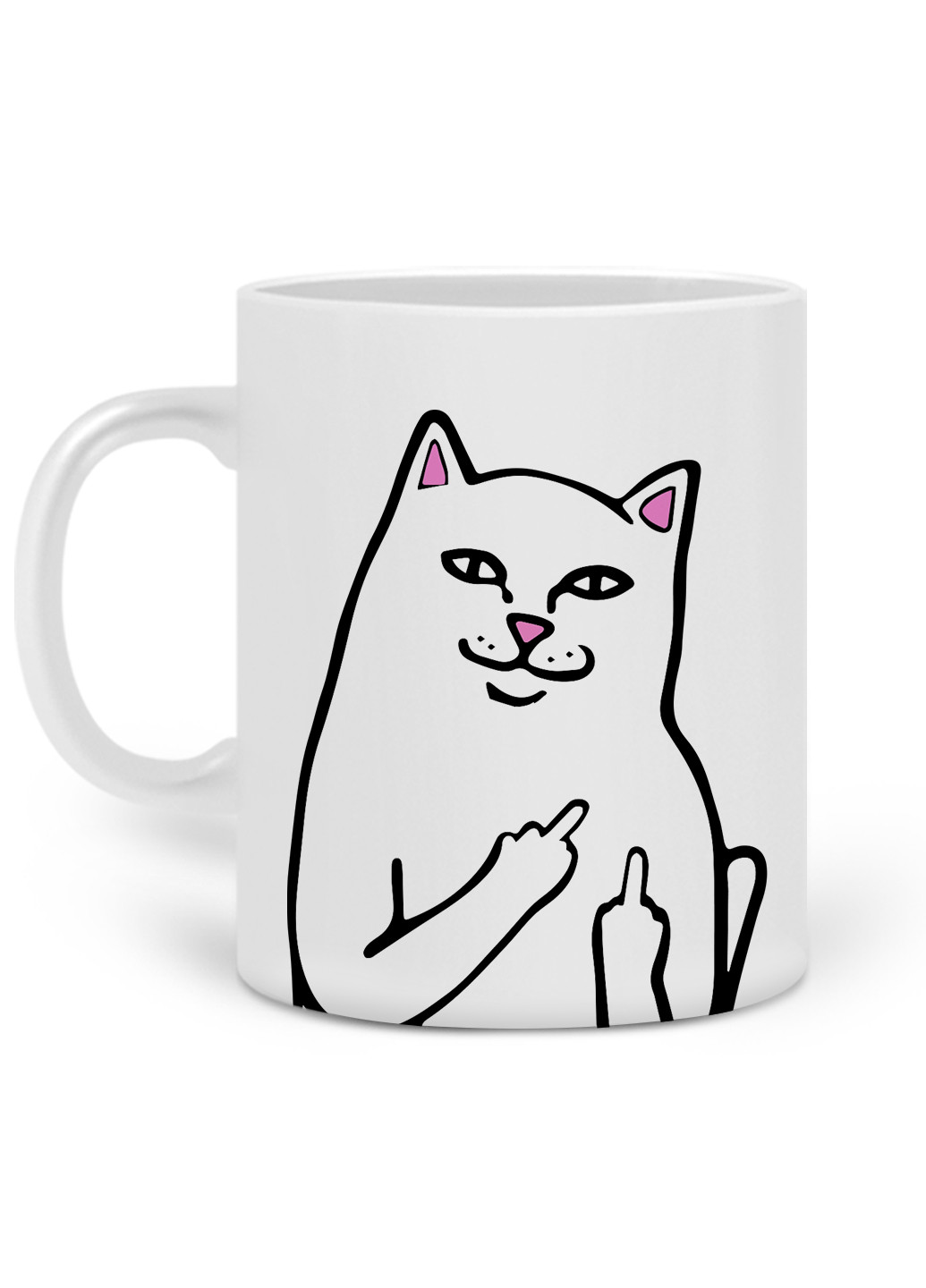 Кружка мем Білий Кіт з пальцем (meme Cat Middle finger) 330 мл горнятко керамічне (20259-2851) MobiPrint (221743185)
