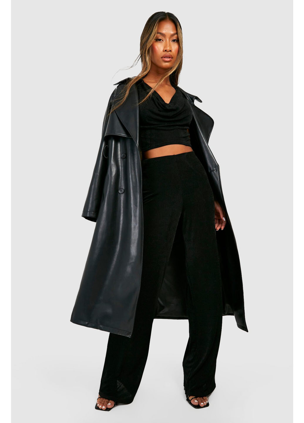 Черный летний комплект (топ, брюки) Boohoo