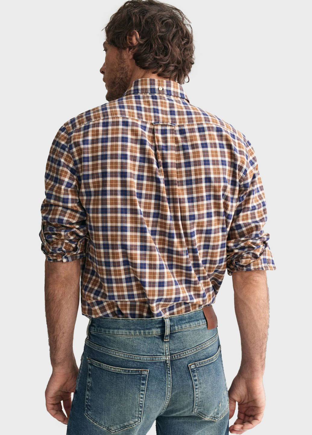 Коричневая кэжуал рубашка в клетку Gant