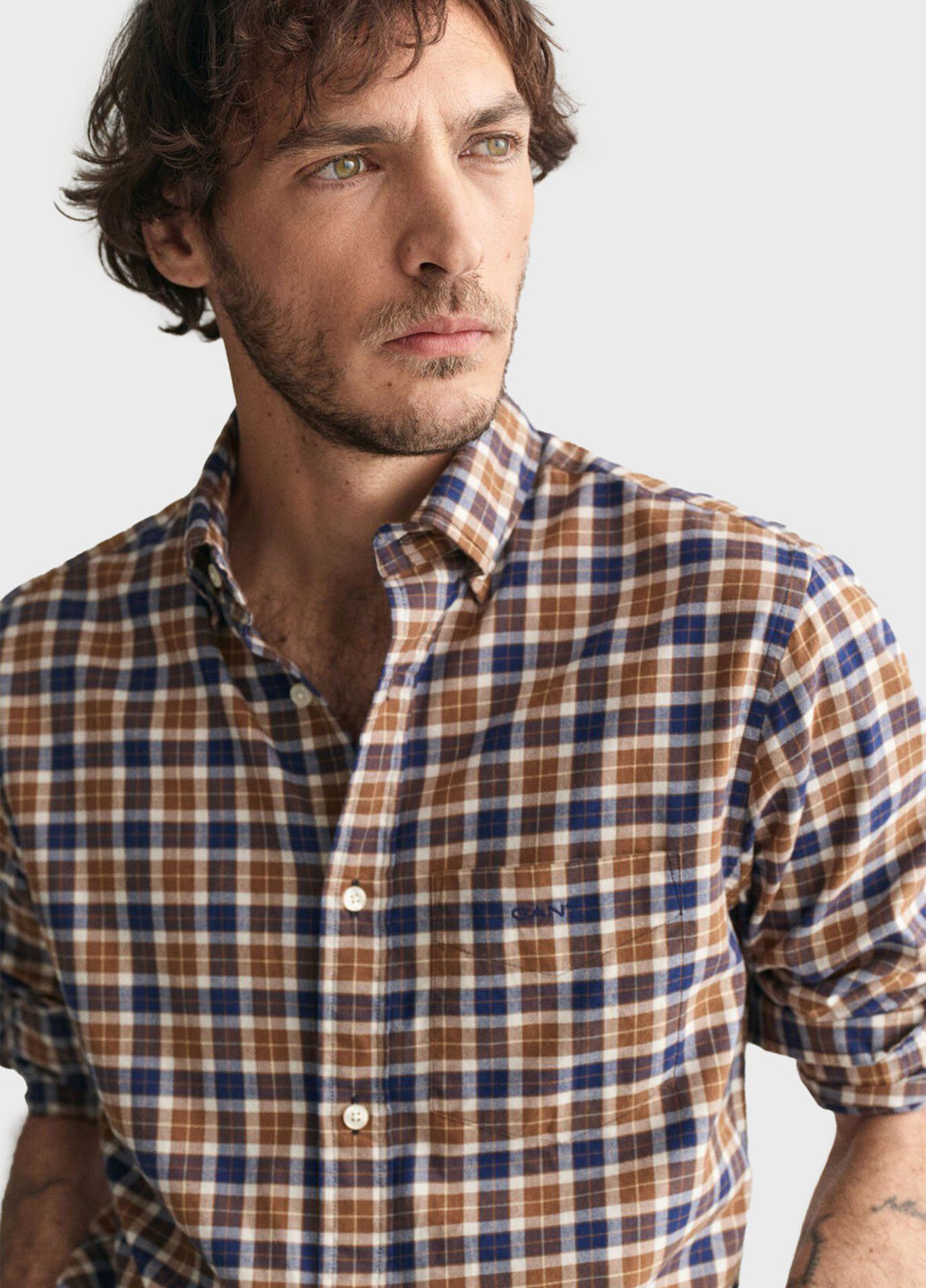 Коричневая кэжуал рубашка в клетку Gant