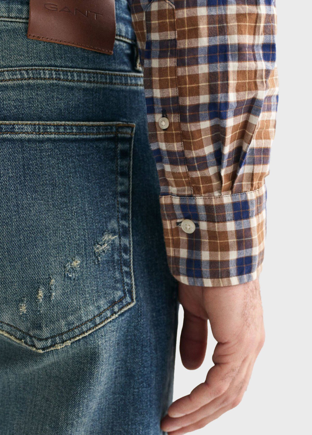 Коричневая кэжуал рубашка в клетку Gant