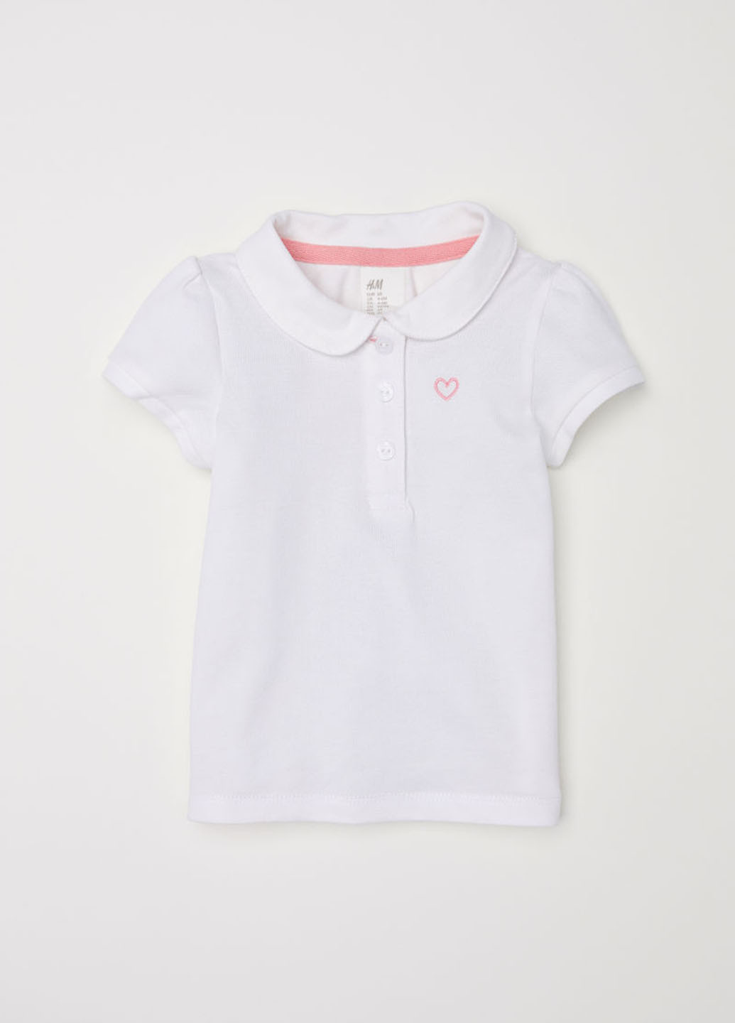 Белая детская футболка-поло для девочки H&M однотонная