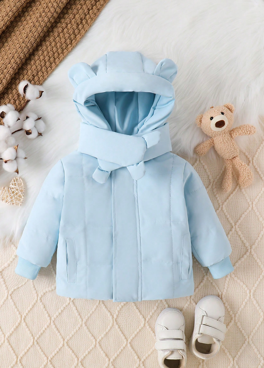 Світло-блакитна демісезонна комплект (куртка, шарф) SHEIN