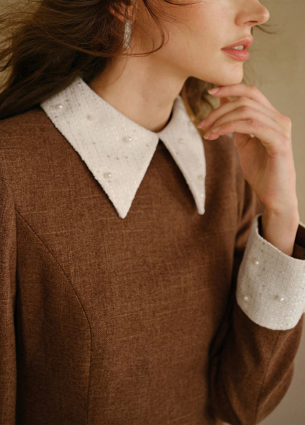 Коричнева ділова, кежуал сукня SHEIN однотонна