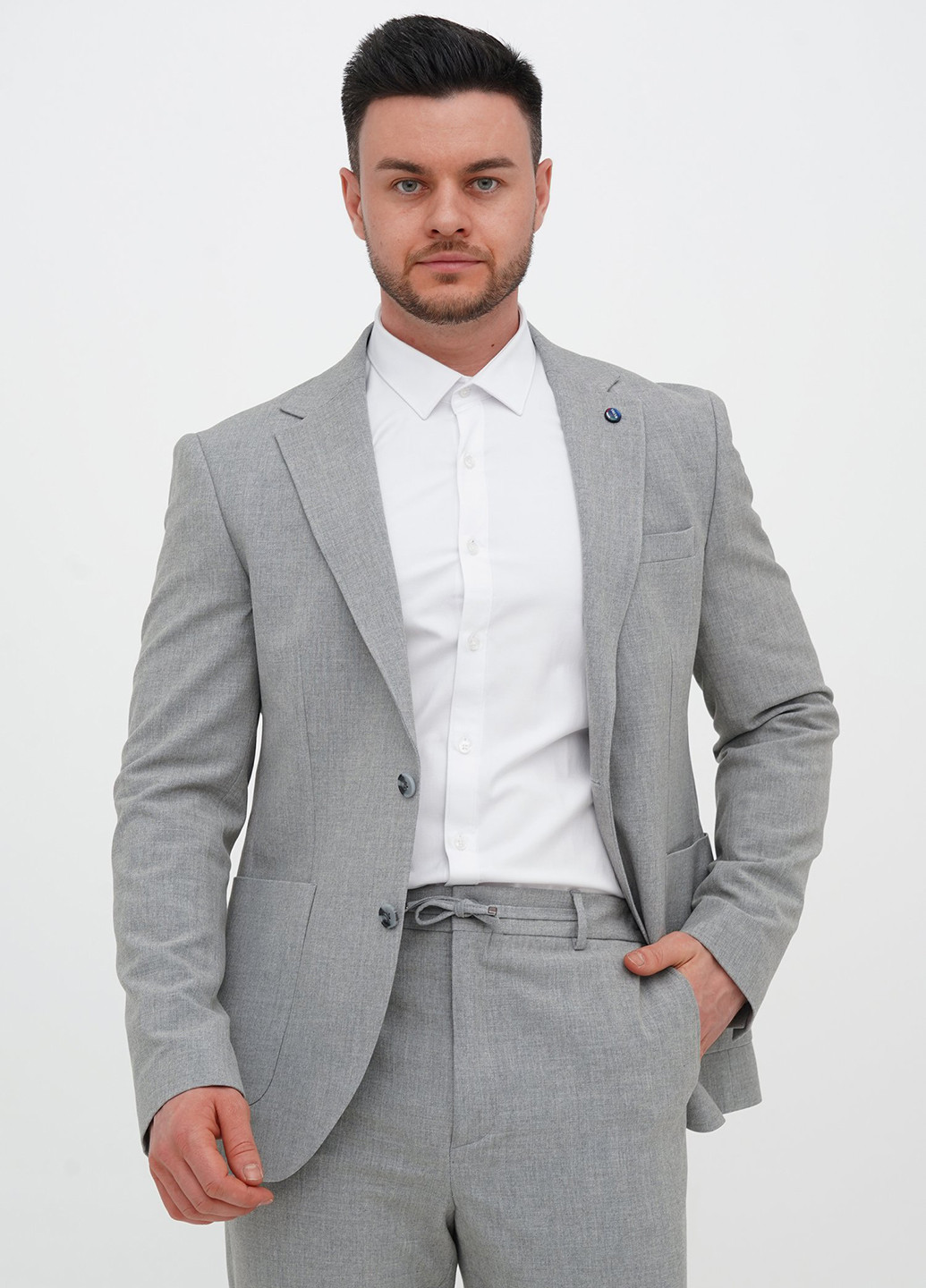 Сірий демісезонний костюм (піджак, штани) брючний Trend Collection