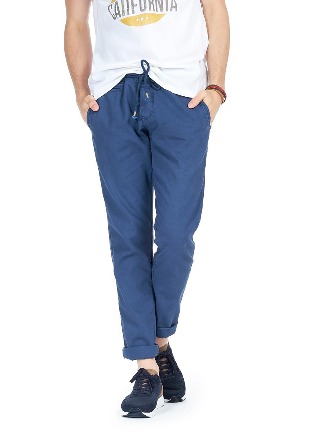 Синие кэжуал летние со средней талией брюки Alcott