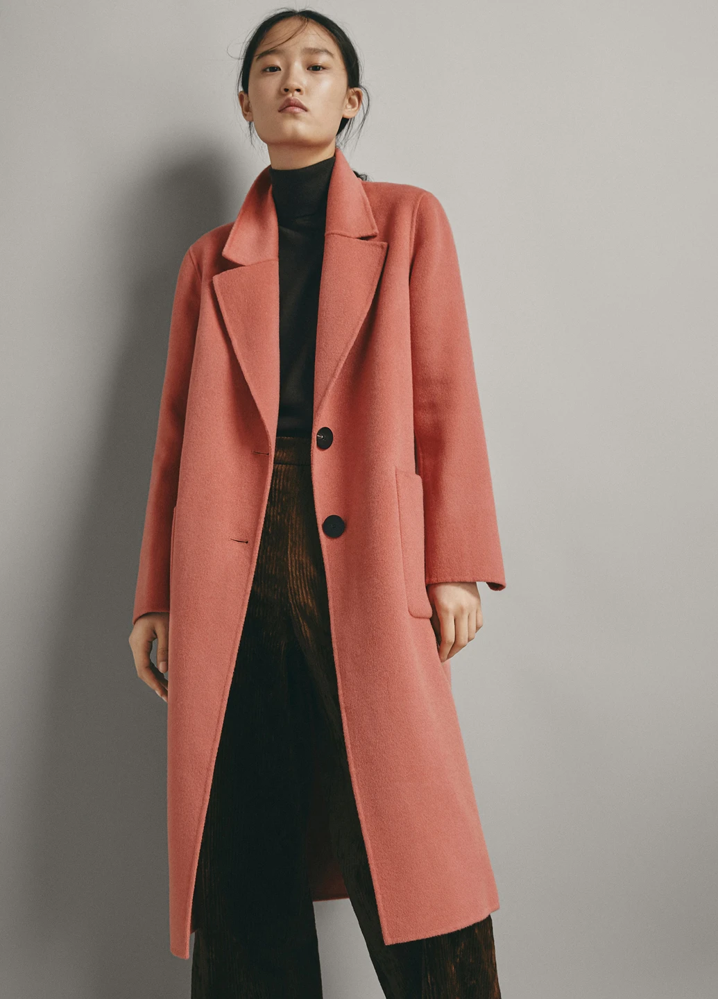 Персикове демісезонне Пальто Massimo Dutti