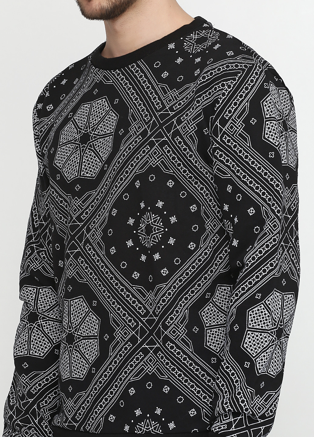Світшот H&M - крій орнамент чорний кежуал - (108991669)