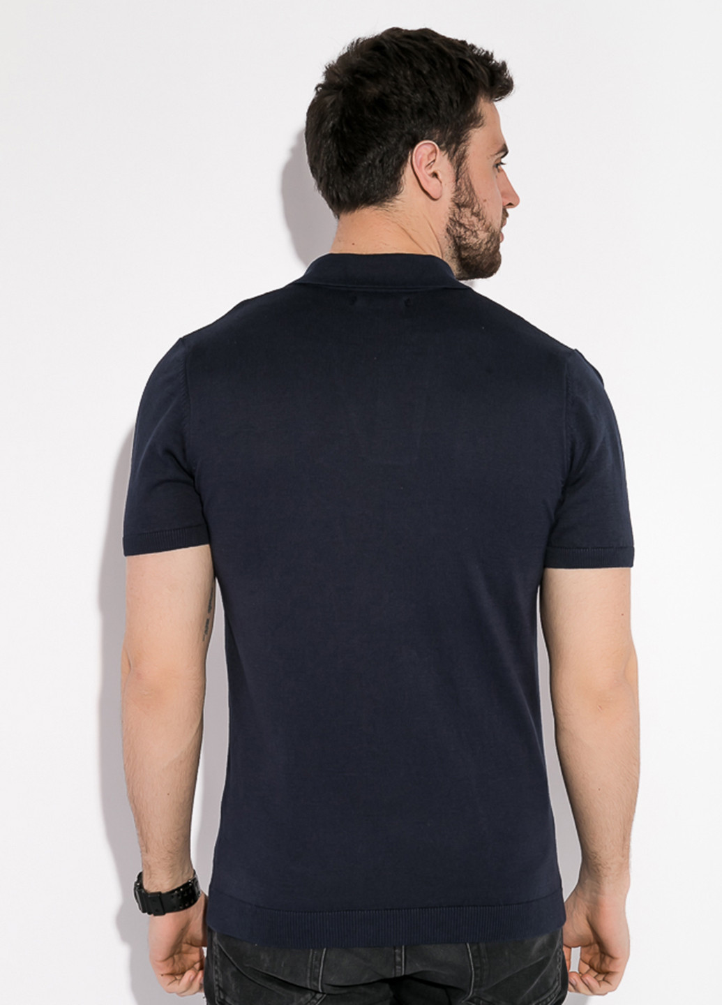 Темно-синяя футболка-поло для мужчин Time of Style однотонная