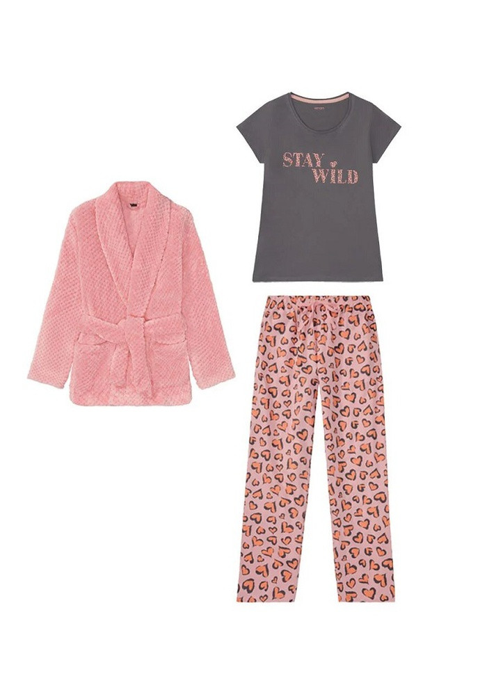 Розовая всесезон пижама кофта + футболка + брюки Esmara