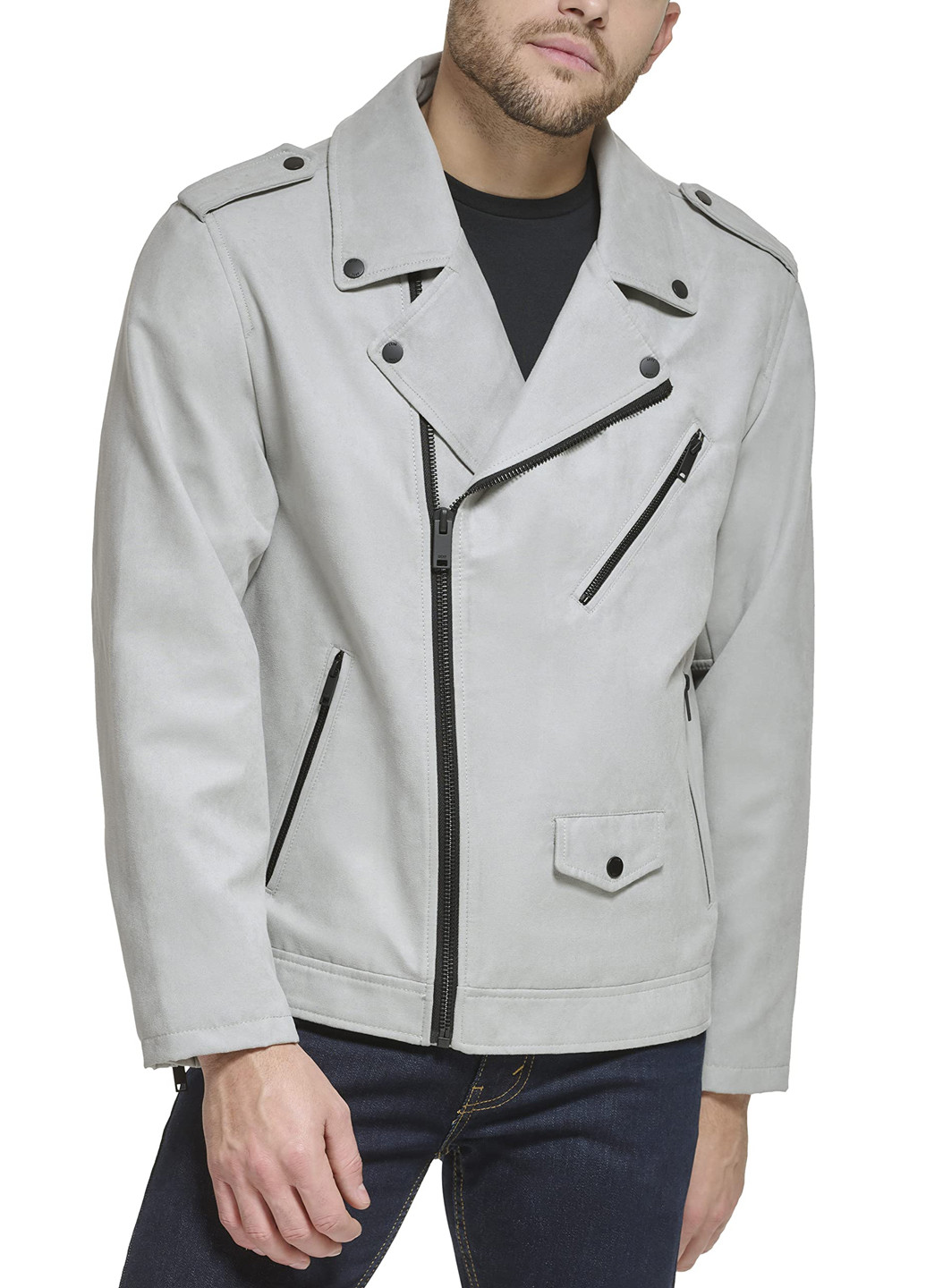 Серая демисезонная куртка косуха DKNY