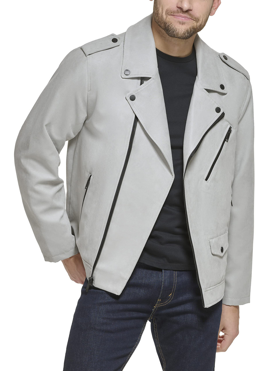 Серая демисезонная куртка косуха DKNY