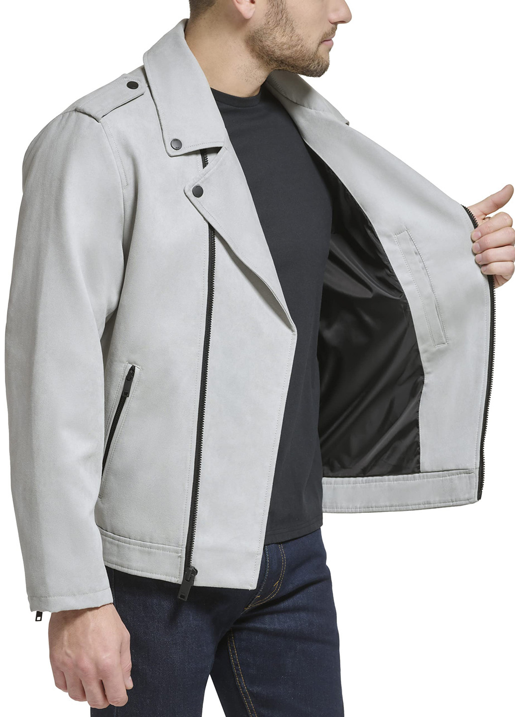 Серая демисезонная куртка косуха DKNY