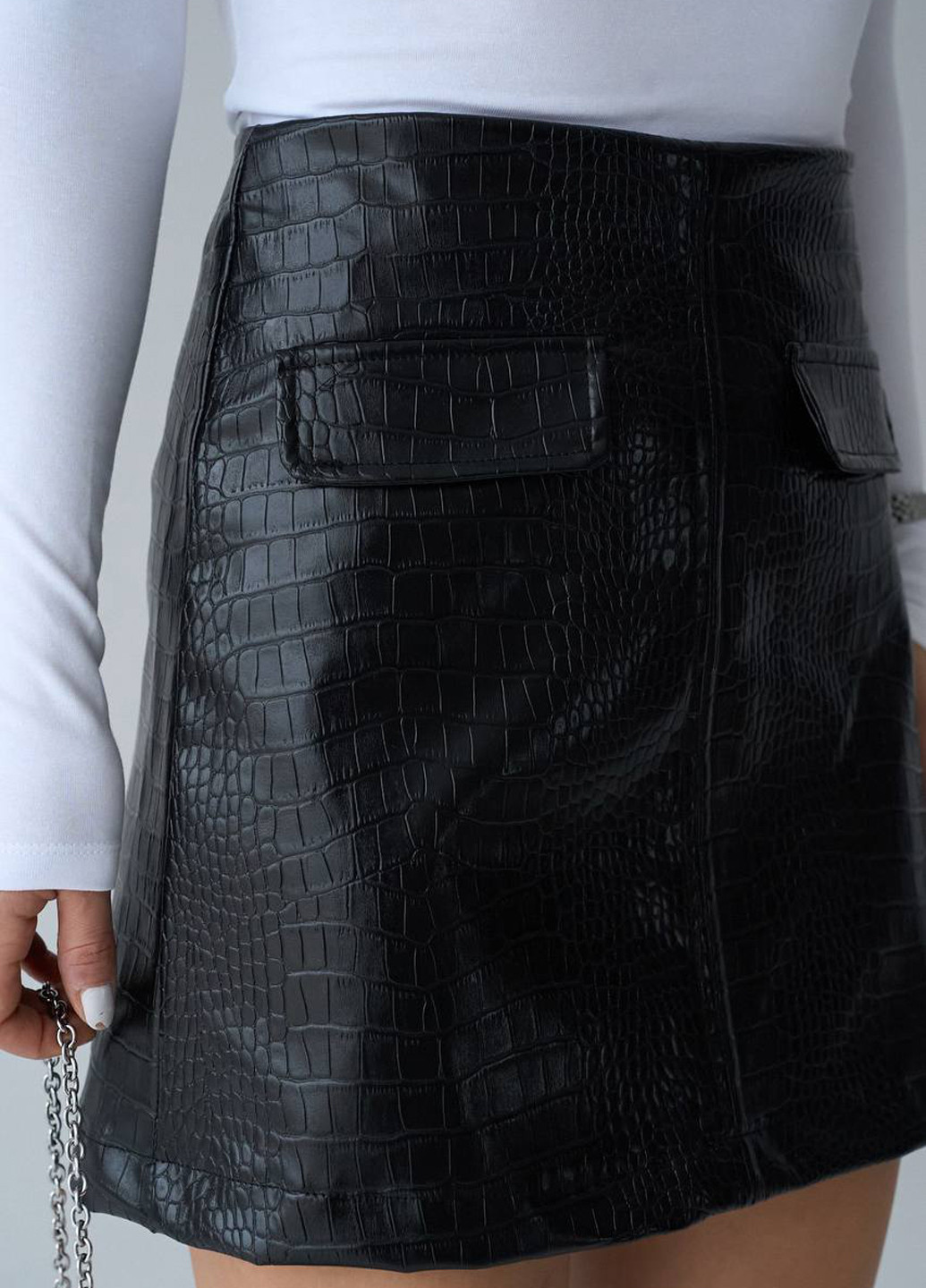 Черная кэжуал однотонная юбка QU style а-силуэта (трапеция)